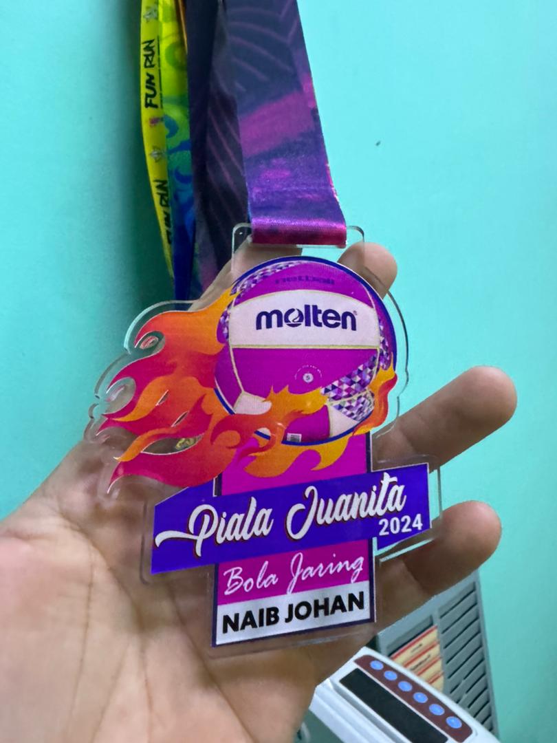 UV printed acrylic sports medal for a netball tournament